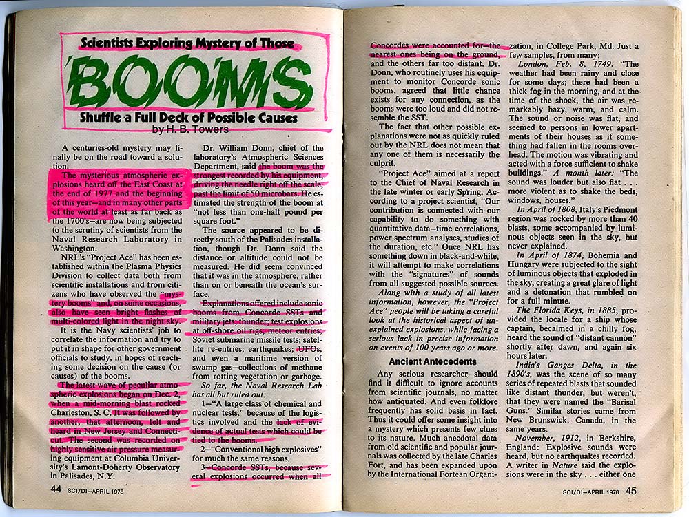Dr. Peter Beter Audio Letters Serie - Science Digest April 1978 Air Booms Phenomenon